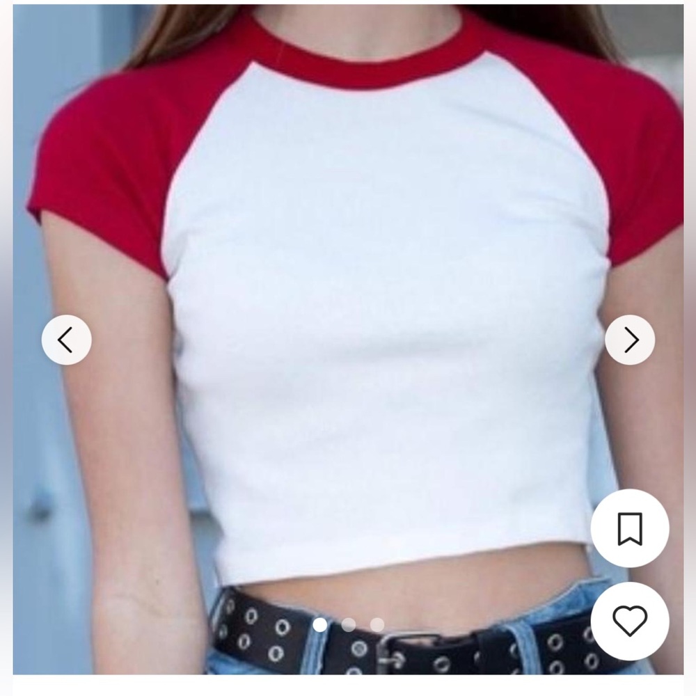 Brandy Melville, red baseball T-shirt tee one size